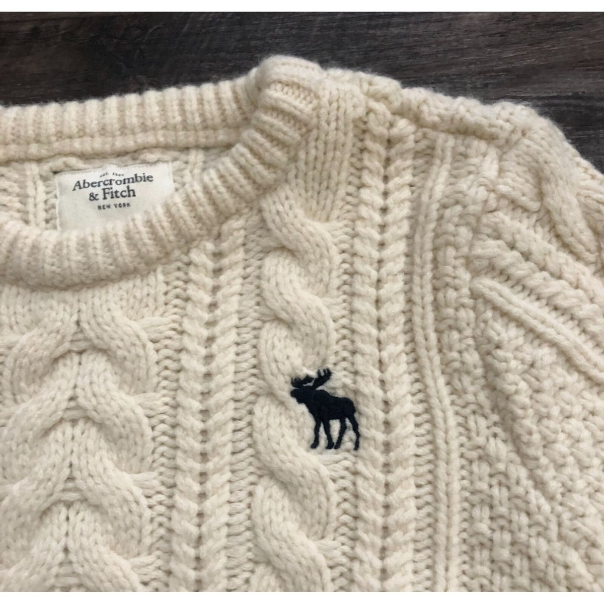 Abercrombie & Fitch Womens Medium ivory Cable Nit Sweater | eBay