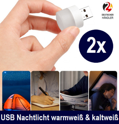 Nachtlicht USB LED Lampe Leselampe Licht Light Steckdose PC Auto Adapter Leuchte