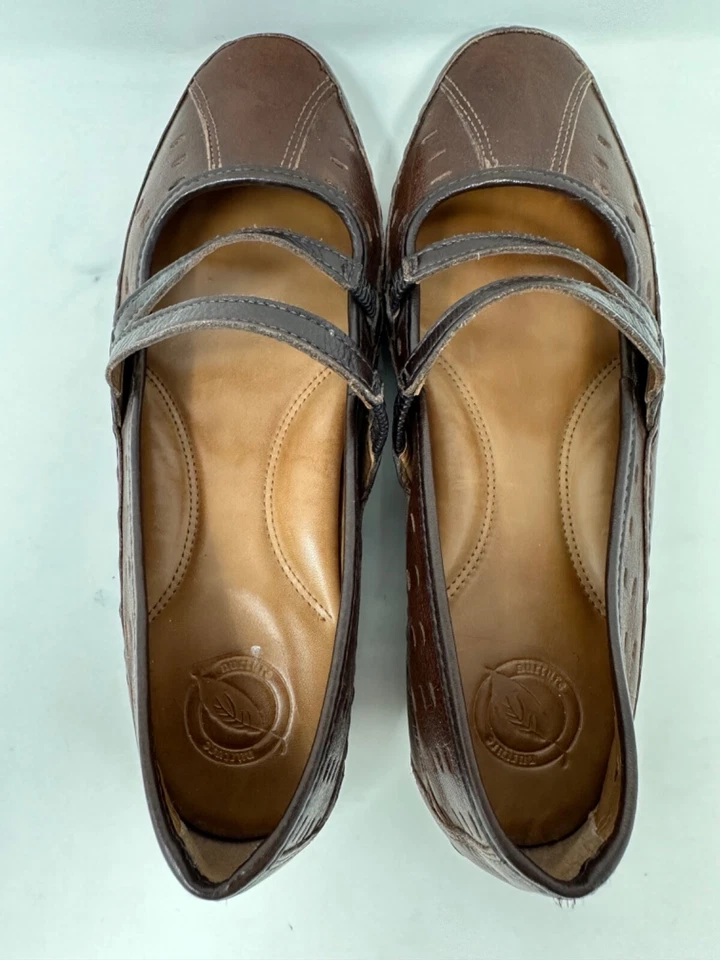Nurture Womens Sz 6.5M Canyon Brown Leather Mary Jane Slip On Driving Flats Q6 - Image 4 of 4