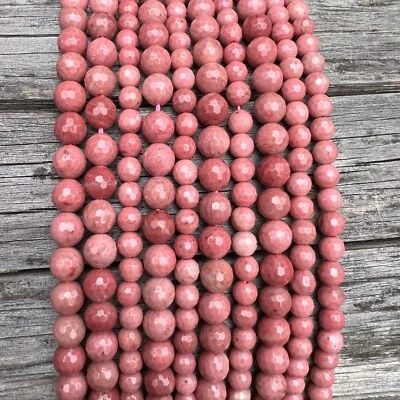 Echte facettiert Rhodonit Edelstein 6mm 8mm Perlen 38cm Strang schmuckstein - Bild 1 von 4
