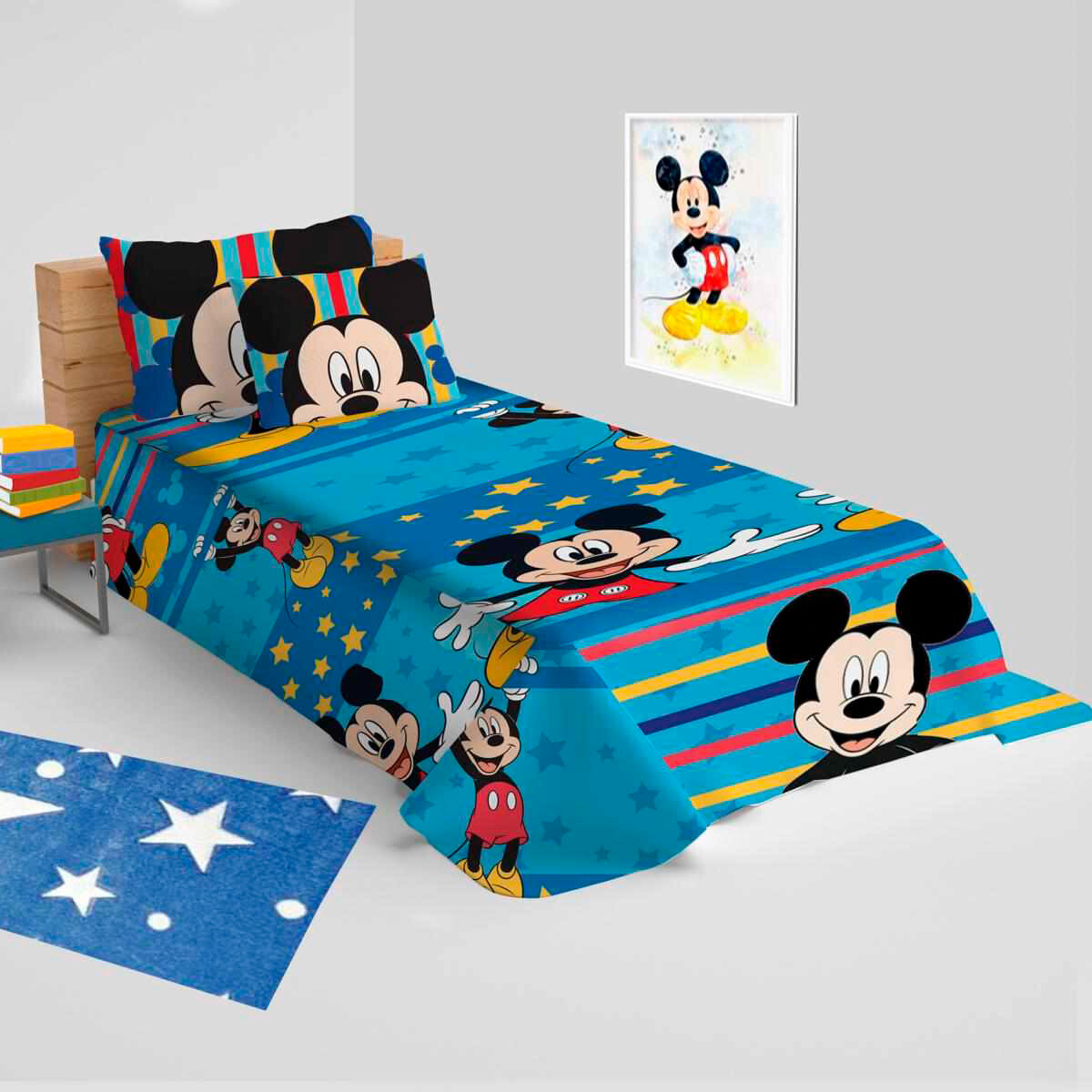 Copriletto leggero Topolino Mickey Disney in Cotone panama Singolo X637