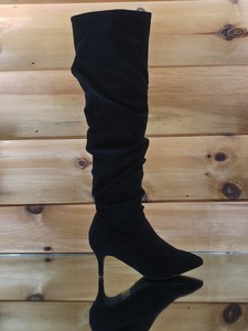 kitten heel knee high black boots