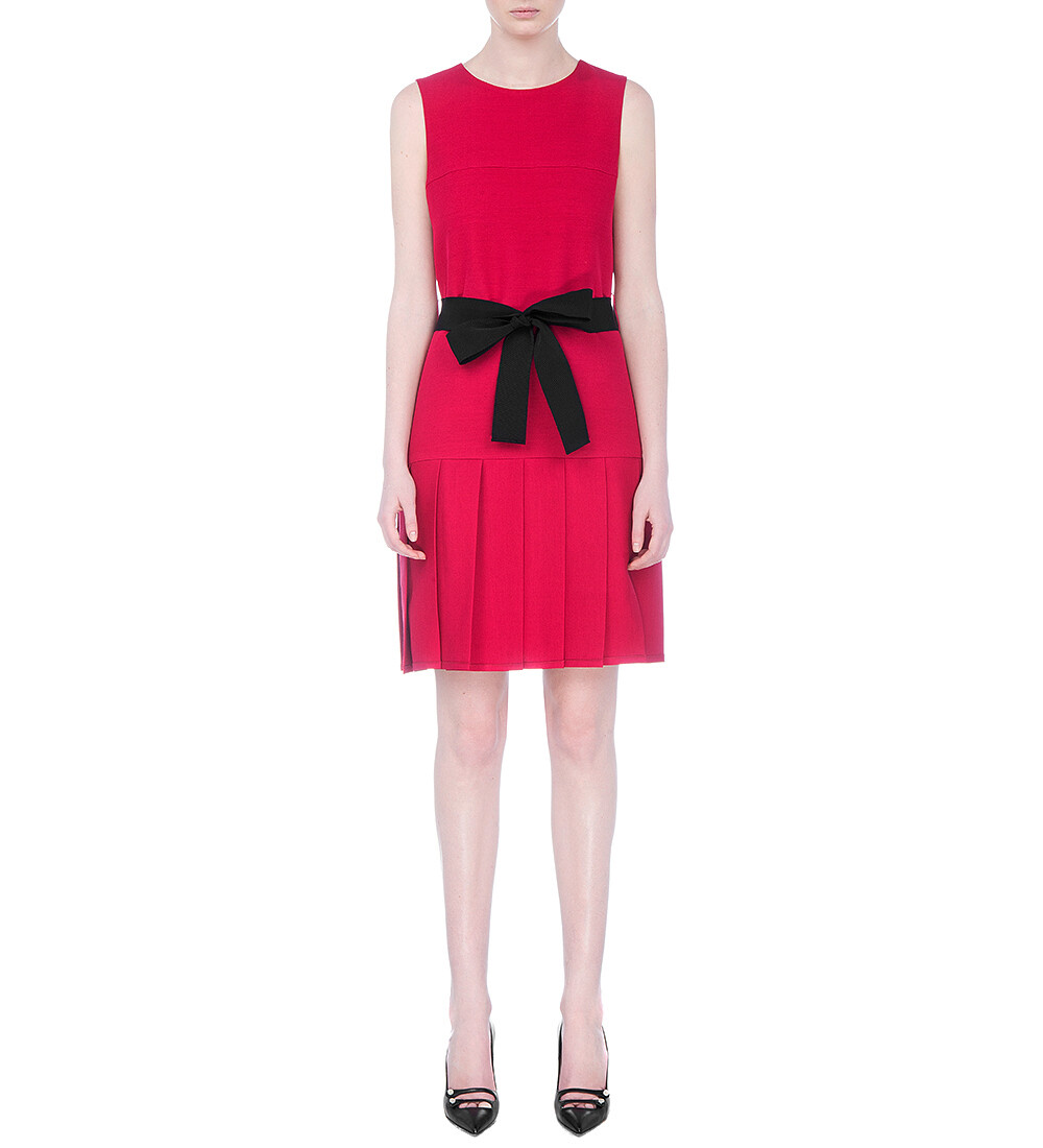 New Gucci Mini Cocktail Red Silk Dress With Ribbon Black