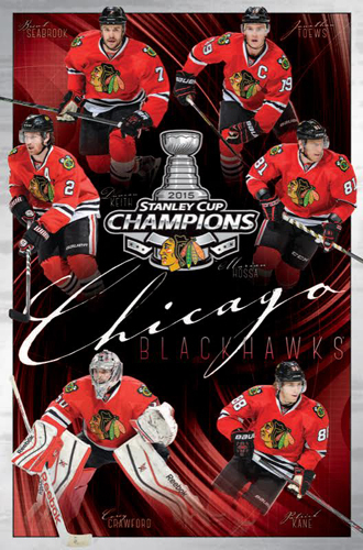 2015 ラグ カーペット スーパーボウル　シカゴブラックホークス　チャンピオン Chicago Blackhawks Stanley Cup 2015 CHAMPIONS 22x34 Commemorative