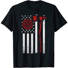 Firefighter Flag Funny Tshirt Gift For Dad Mom Men Women