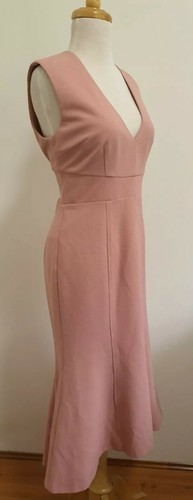 REBECCA VALLANCE *RAVENA* Lace-Up Crepe Midi Dress in Pastel Pink, Size 10 - Picture 6 of 12