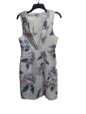 Tobi Dresses Sabina Bodycon Plunge Neck White Floral Dress Women's Medium NEW