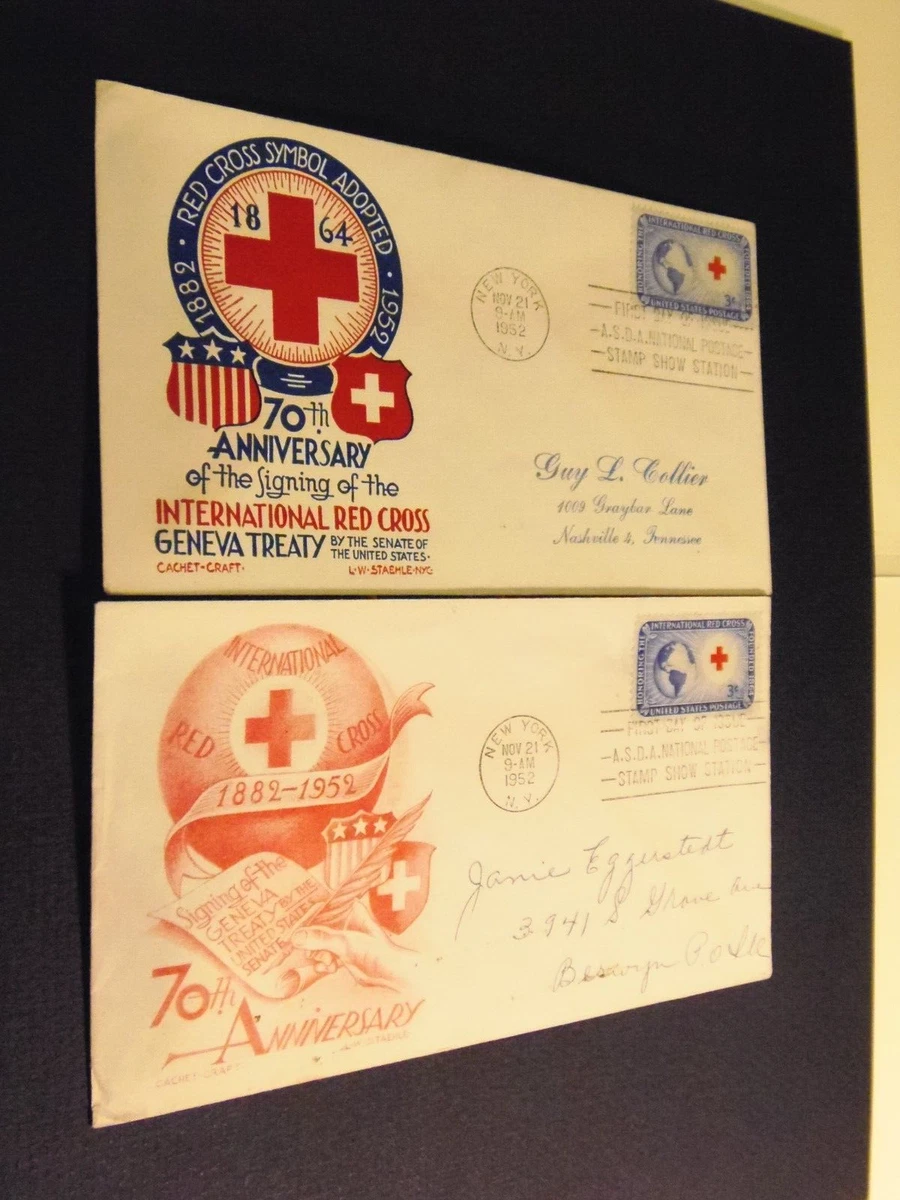 3 70th Anniversary of the International Red Cross Geneva Treaty FDC with Cachets | eBay