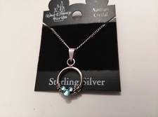 DISNEY Mickey Mouse Icon Austrian Light Blue Crystal Circle Necklace on a Card