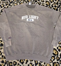 VTG, Jansport, Sweatshirt, Men's XL, Gray, Bud Light, Fleece Lined, Crew Neck