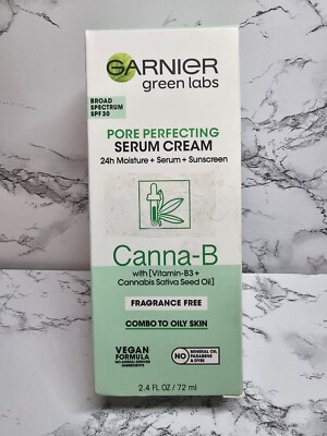 Garnier Green Labs Canna-B Pore Perfecting Serum Cream 2.4floz 24hr Moisture NEW