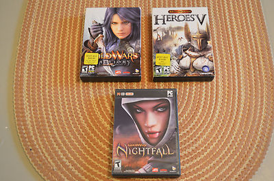 PC Game Lot - Guild Wars Factions, Heroes V, Guild Wars Nightfall
