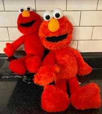2 Sesame Street Elmo Plushies 14" and 20" Plastic Eyes Red