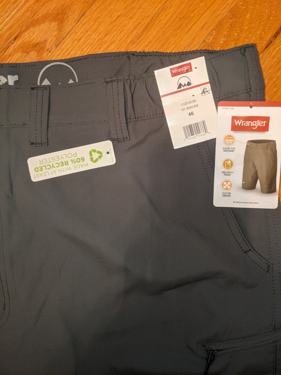 Wrangler Men Outdoor Performance Shorts Gray UPF 50 Size 46