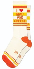 I LOVE MAC AND CHEESE Socks by Gumball Poodle Ribbed Gym Crew Novelty Socks