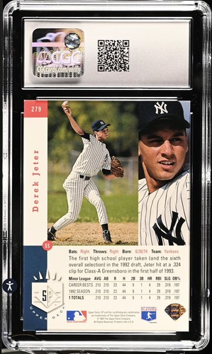 1993 Upper Deck SP Foil Rookie #279 DEREK JETER CGC 8 NM-MT - Picture 2 of 2