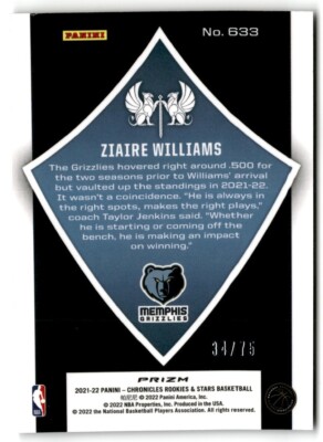 【Orange Wave 60枚限定】 Zaire Williams RC 2021-22 Chronicles Rookies Stars Orange Wave Ziaire Williams