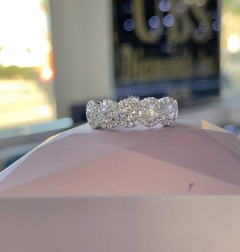 3Ct Round Cut Lab-Created Diamond Engagement Ring 14K White Gold Plated Silver - 第 2/7 張圖片