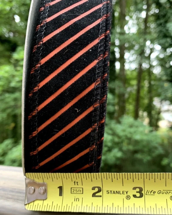 3 Inch Spool of 2” BLACK & ORANGE Striped WIRED EDGE Craft / Floral Ribbon - Image 2 of 4