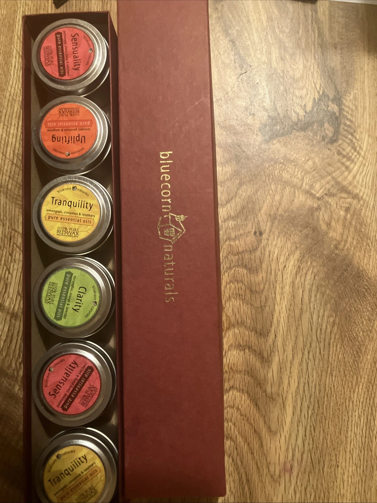Bluecorns Natural Aromatherapy Beeswax Travel TIns Set Of 6 New