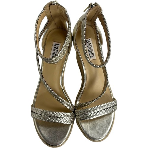 Badgley Mischka Lita Metallic Espadrille Wedge Sandal Gold Women's Size 8 $215 - Picture 5 of 16