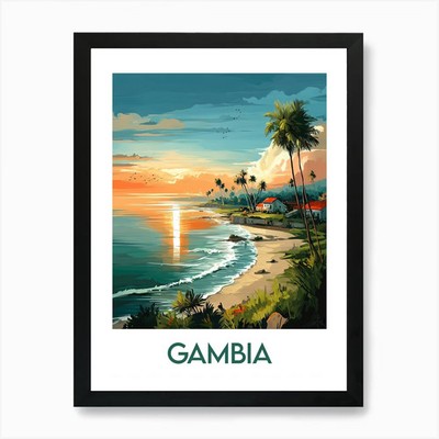 Affiche de Voyage Gambia 1 Kunstdruck gerahmtes Wandbild Poster Leinwanddruck Bild