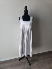 ASOS 100% Cotton Dress Womens Clothing Sleeveless Maxi White Gray Striped -S