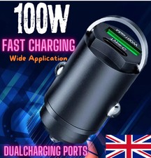 3PCS Dual Port Universal 100W Fast Car Charger USB + TYPE C Socket Adapter