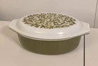 VINTAGE PYREX VERDE OLIVE GREEN 2.5 QUART CASSEROLE Dish With Lid #045