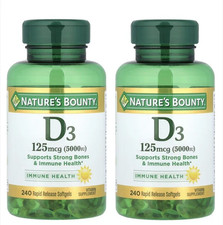 2xNature  s Bounty Vitamin D3 5000 IU Softgels for Bone  Immune Support 240ct ea