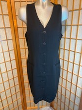ANN TAYLOR Button Front Black Sleeveless Dress * sz 10