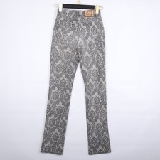 Roberto Cavalli Grey Damask Print Vintage Y2K High Waist Italy Pants Jeans 27 XS
