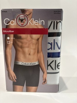 Calvin Klein Mens Boxer Briefs Large 4 Pack Microfiber Wicking Stretch Underwear