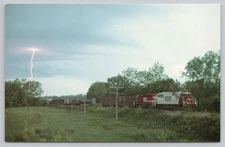 Postcard Soo Line EMD Power and Train Ottumwa Iowa Lighting Strike