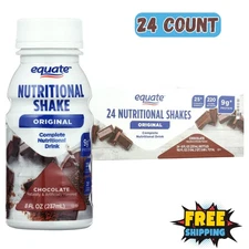 Equate Nutritional Shake, Chocolate, 8 Fl Oz, 24 Count 13 Grams of Proteins