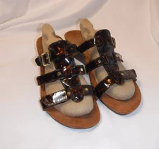 VIONIC Radia Tortoise Orthotic Women's Open Toe Slip On Wedge Sandals size 11