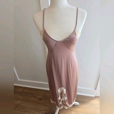 Vintage Mauve Chemise Slip Dress with Lace Accents. size small