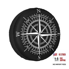 Spare Tire Cover for RV Camper Trailer Weatherproof Universal 14 inch Compass