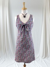 Colorful Floral Slip Sun Dress Ditsy Cottage Dreamy Beach Tropical Bow Summer 4