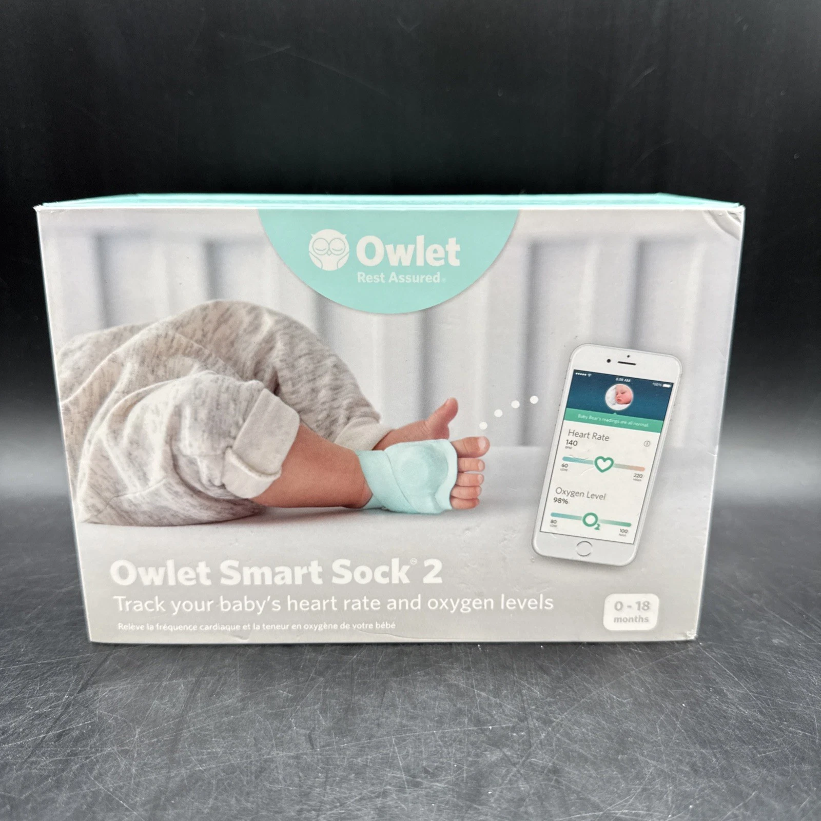Owlet Smart Sock 2 Baby Monitor Dream Sock Heart Rate Oxygen Level Sensor