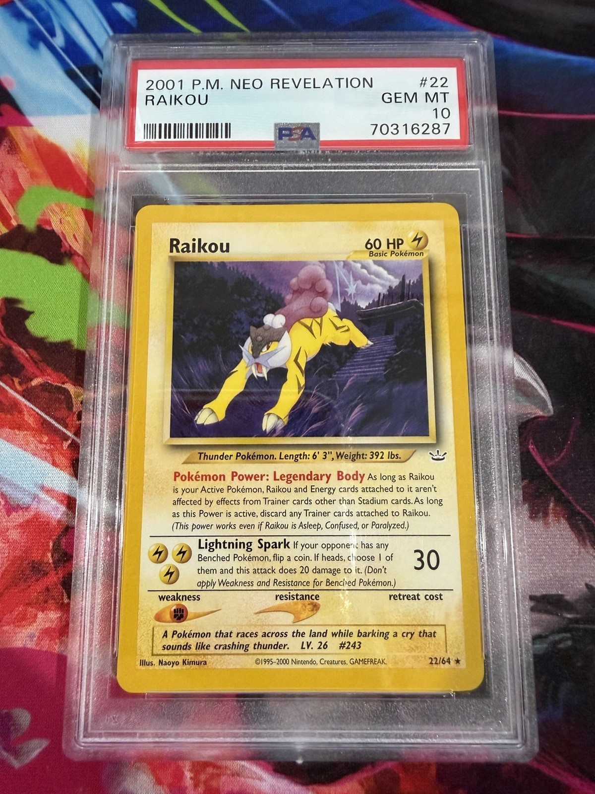 Pokémon TCG Raikou Neo Revelation 22/64 PSA 10