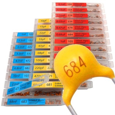 EEEEE Keramik-Kondensator-Sortimentskit 10pF-10µF, 18 Werte, vielseitig