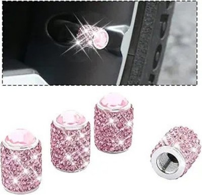 Crystal Rhinestone Bling Valve Stem Caps, 4-Pack Dustproof Tire Ai Color: Pink