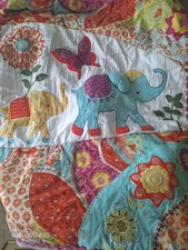 Levtex Baby Zahara Crib Quilt Elephants Colorful Cotton