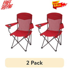 2 Pack Ozark Trail Basic Mesh Camping Chair Adult Red Outdoor Folding Portable