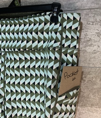 Torrid 3X Damen Trainingshose Rautengrün Muster Liege Leggings Taschen - Bild 10 von 12