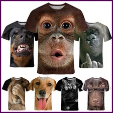 New Fashion Animal Face 3d Printed T-shirt Men's and Women's Summer Casual Short