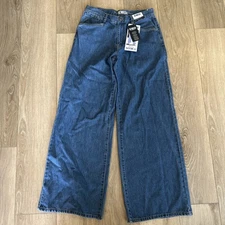 Rewash Jeans Juniors Size 7/28 Blue Denim Wide Leg Loose Baggy Grunge Skater NEW