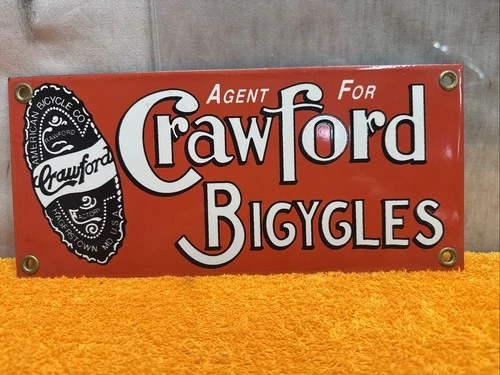 Box18 *1 Vintage NOS Porcelain Enameled Metal Crawford Bigyles American Bicycle