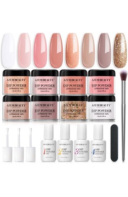 Azure Beauty Dip Powder Kit 17 Pcs Starter New Skin Tones Champagne Glitter Pink